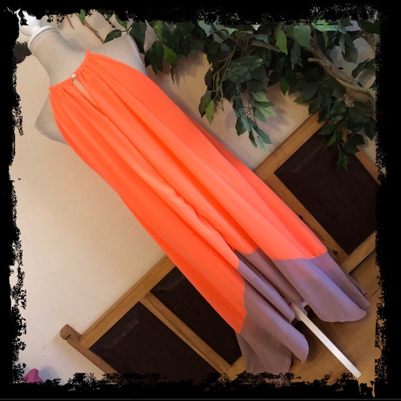 Leqier two tone hi low layered flowy beach dress - Picture 4 of 9